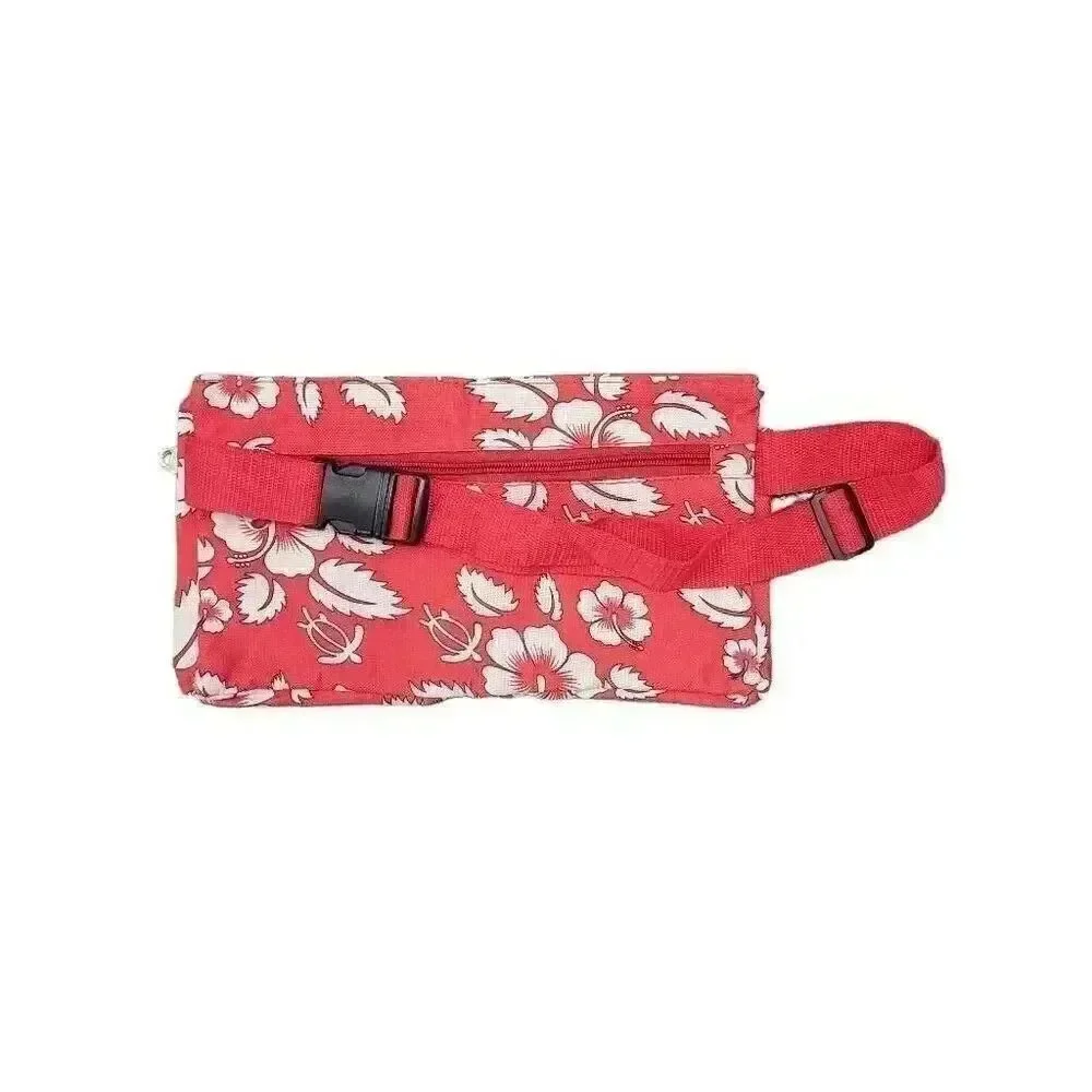 Red Hawaiian Print Fanny Pack Waist Wallet Adult NEW